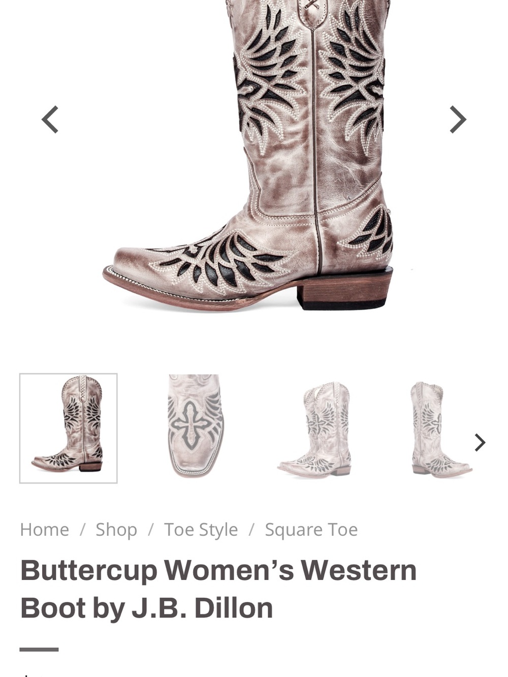 NWT J.B. Dillon Reserve Gray Leather Western Cowgirl Boots Cross Detail 9B - Picture 3 of 8